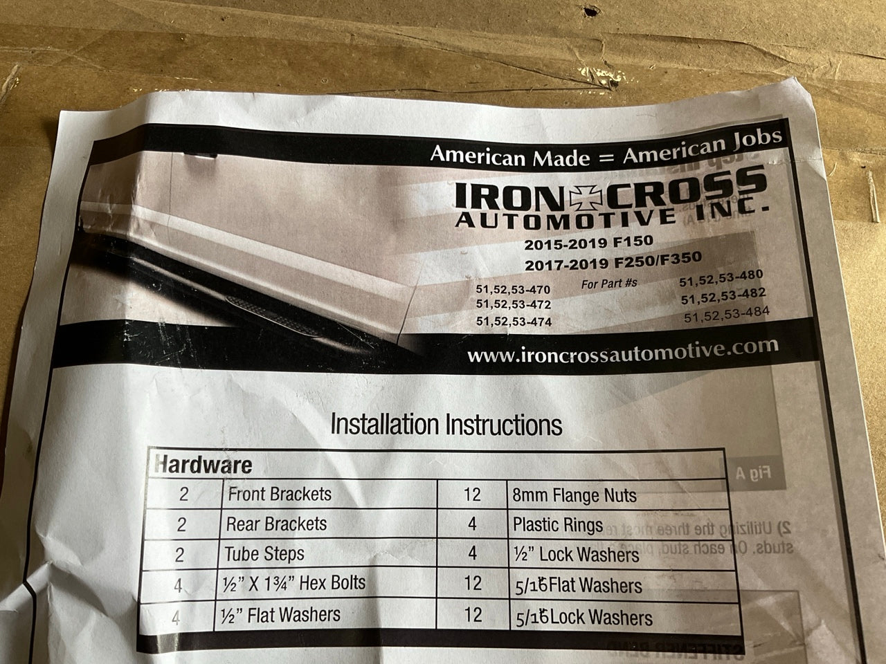 Iron Cross 51-470-B 3'' Black Cab Length Nerf Bars 2015-21 Ford F-150 Regular Cab