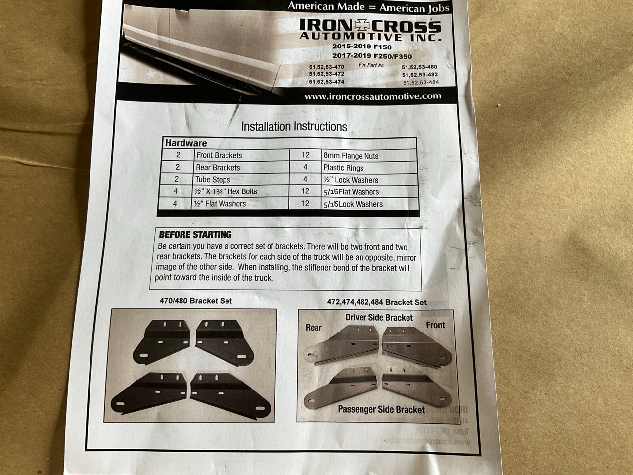 Iron Cross 51-482-B 3'' Cab Length Black Powder Coat Tube Side Step Bars