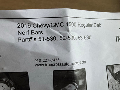 Iron Cross 52-530-B Black 3'' Side Step Bars 2019-2021 Silverado 1500 Regular Cab