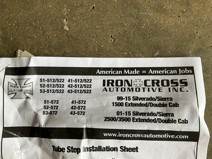 Iron Cross 53-572 3'' Stainless Nerf Bars 15-18 Silverado 2500 3500 Double Cab 8'