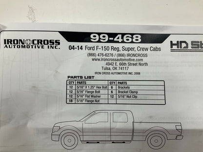Iron Cross 99-468 Cab Length Side Step Bar Bracket Kit 04-14 Ford F-150 Regular