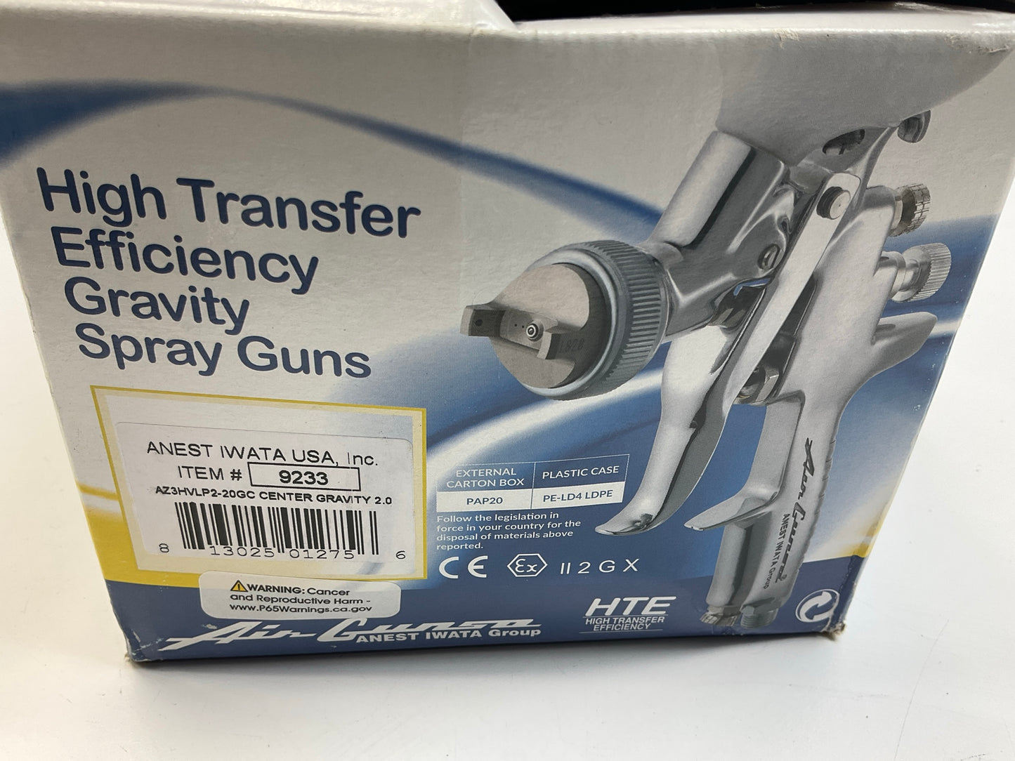 IWATA 9233 AirGunsa AZ3HV2 Series HVLP Gravity Feed Spray Gun 600 Ml Cup 2 Mm
