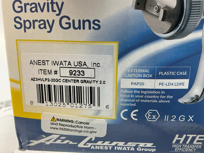 IWATA 9233 AirGunsa AZ3HV2 Series HVLP Gravity Feed Spray Gun 600 Ml Cup 2 Mm