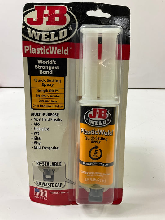 JB Weld 50132 PlasticWeld Quick-Setting Epoxy Syringe - Translucent Yellow 25ml