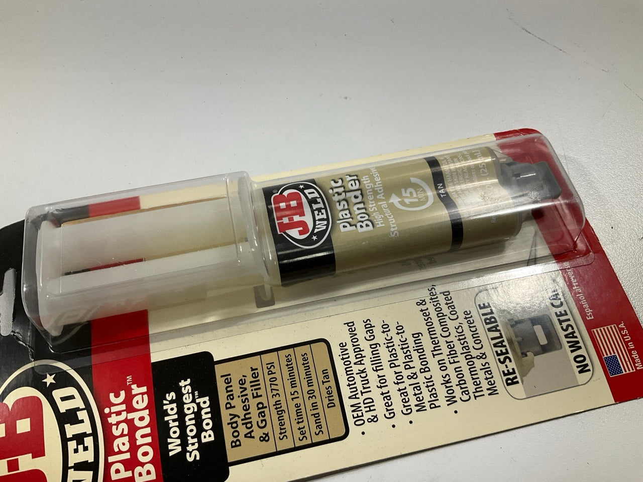 J-B Weld 50133 Plastic Bonder - Body Panel Adhesive & Bonder Syringe, Tan, 25 ML