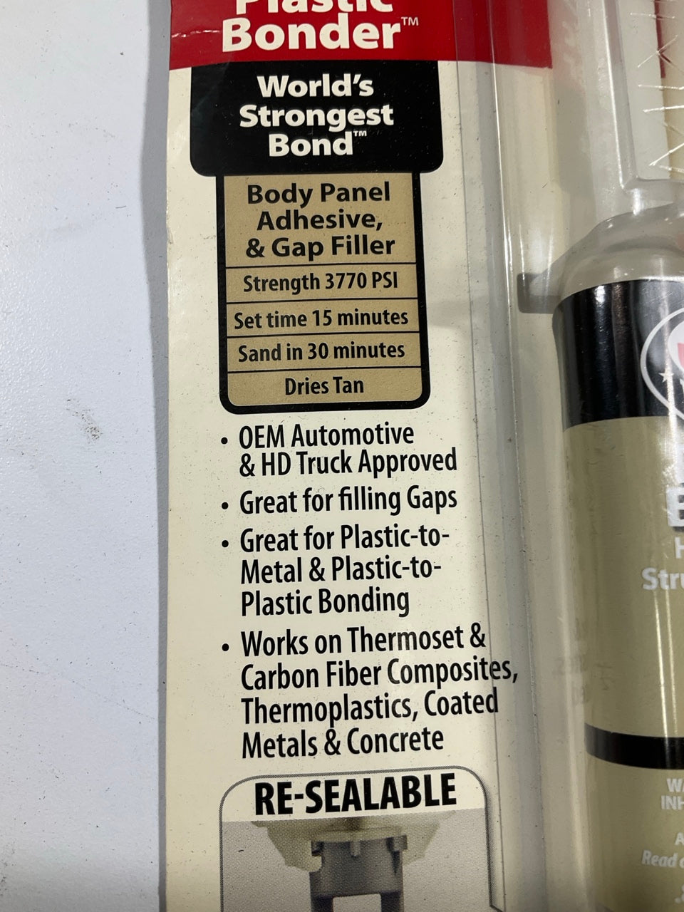 J-B Weld 50133 Plastic Bonder - Body Panel Adhesive & Bonder Syringe, Tan, 25 ML