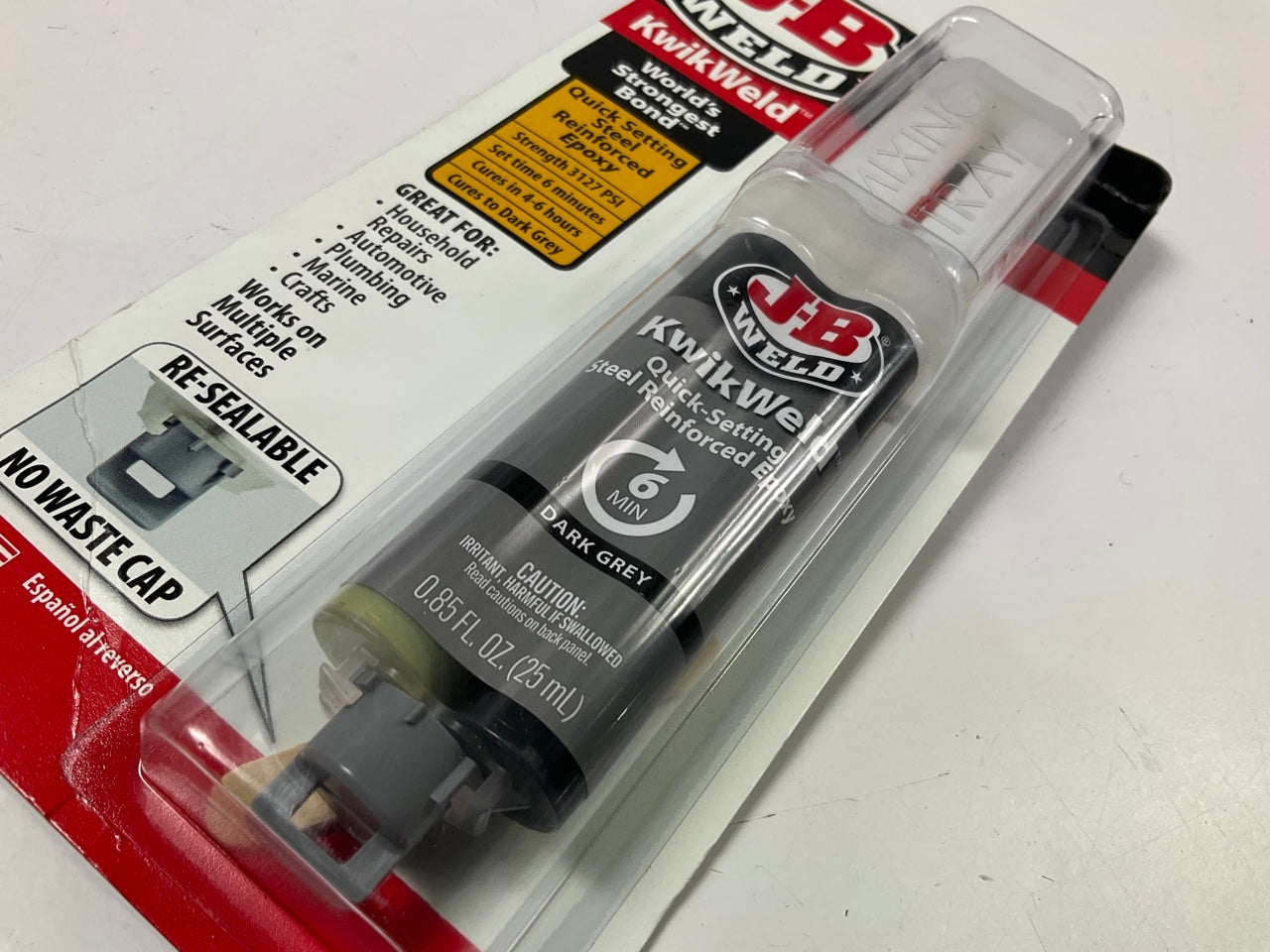 J-B Weld 50176 KwikWeld Steel Reinforced Epoxy Syringe - Dries Dark Grey - 25 Ml