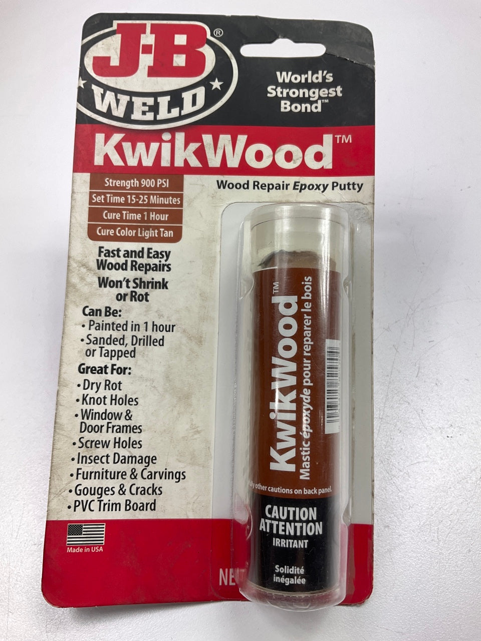 J-B Weld 8257 Kwik Wood Hand Mixable Epoxy Putty, BROWN, 1 OZ STICK