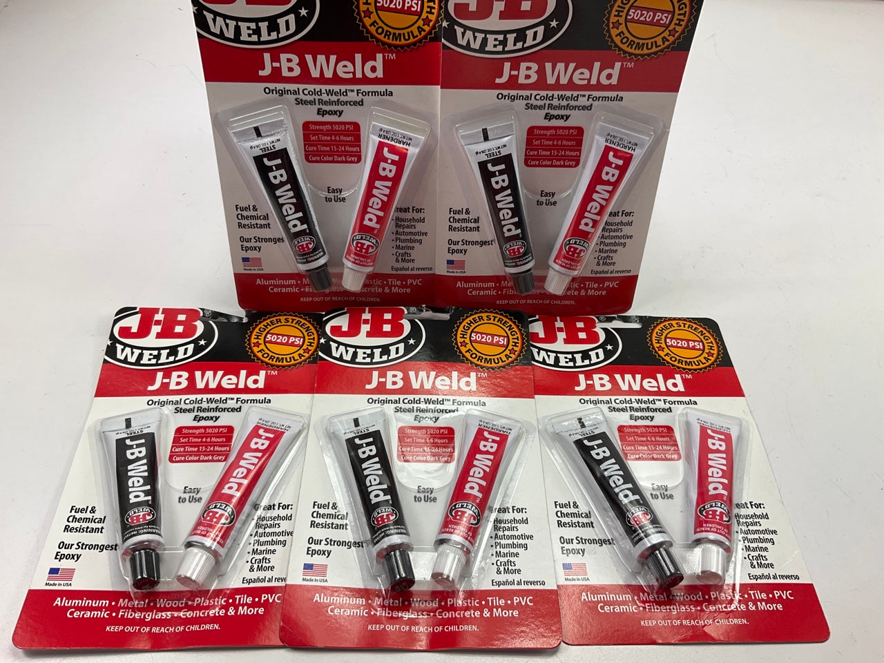 (5) PACKS - J-B Weld 8265S Cold-Weld Steel Reinforced Epoxy - 2oz Each
