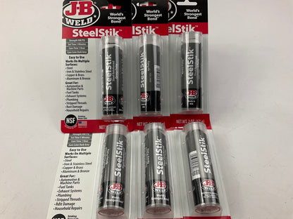 (6) PACK - J-B Weld 8267 SteelStik Steel Reinforced Epoxy Putty Stick - 2 Oz.