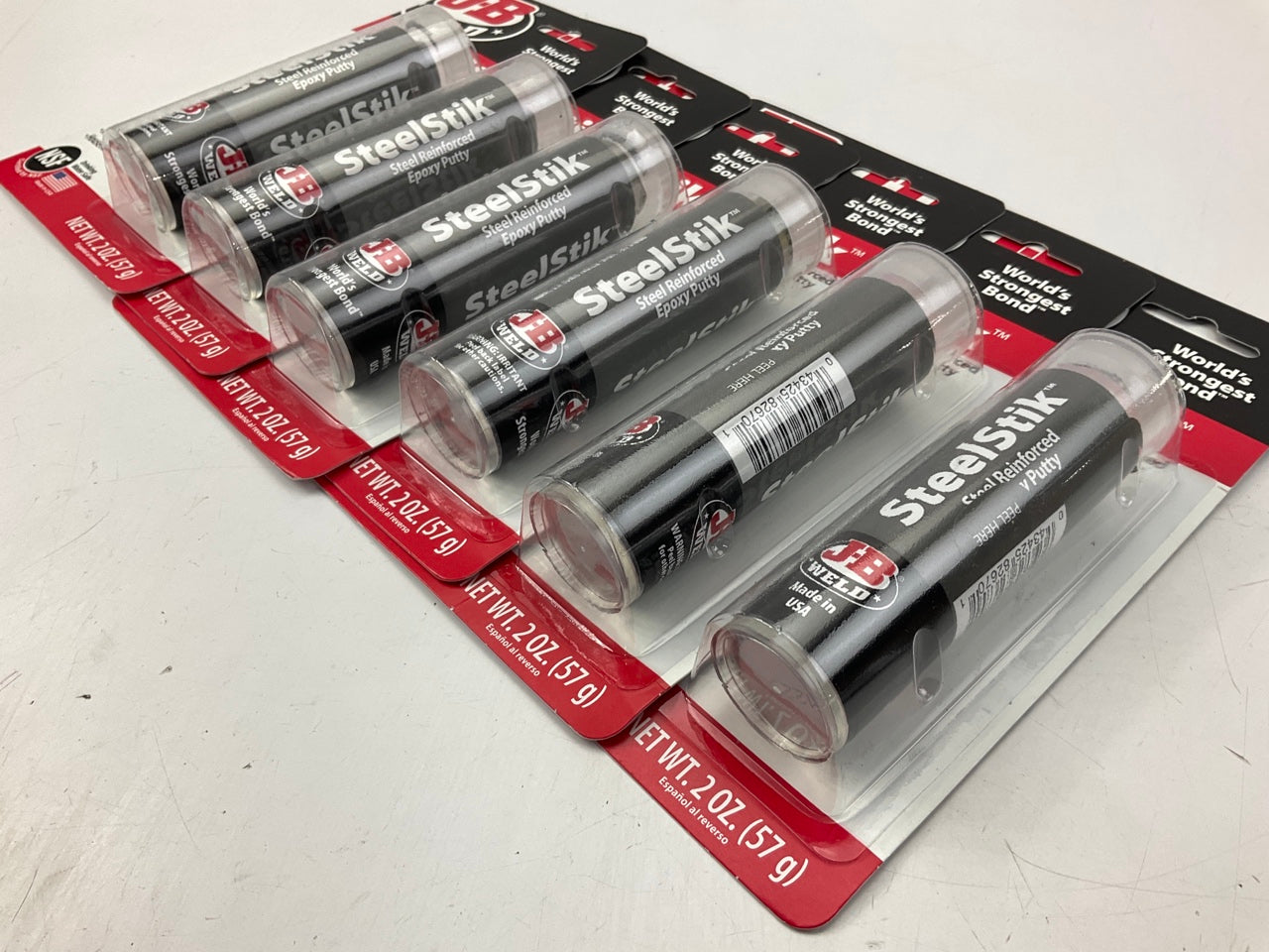 (6) PACK - J-B Weld 8267 SteelStik Steel Reinforced Epoxy Putty Stick - 2 Oz.