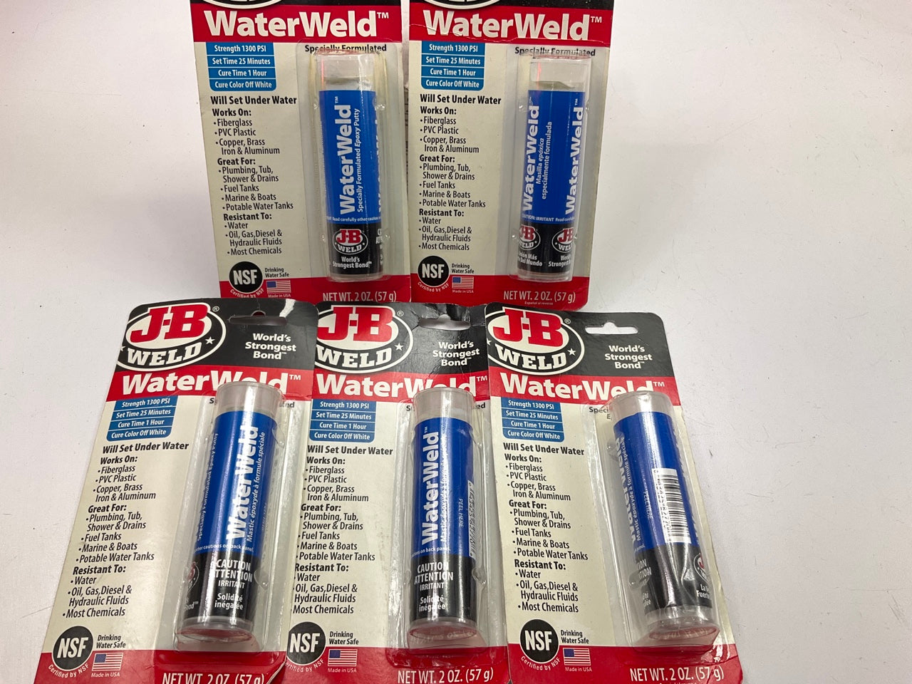 (5) J-B Weld 8277 WaterWeld Underwater Epoxy Adhesive, 2oz