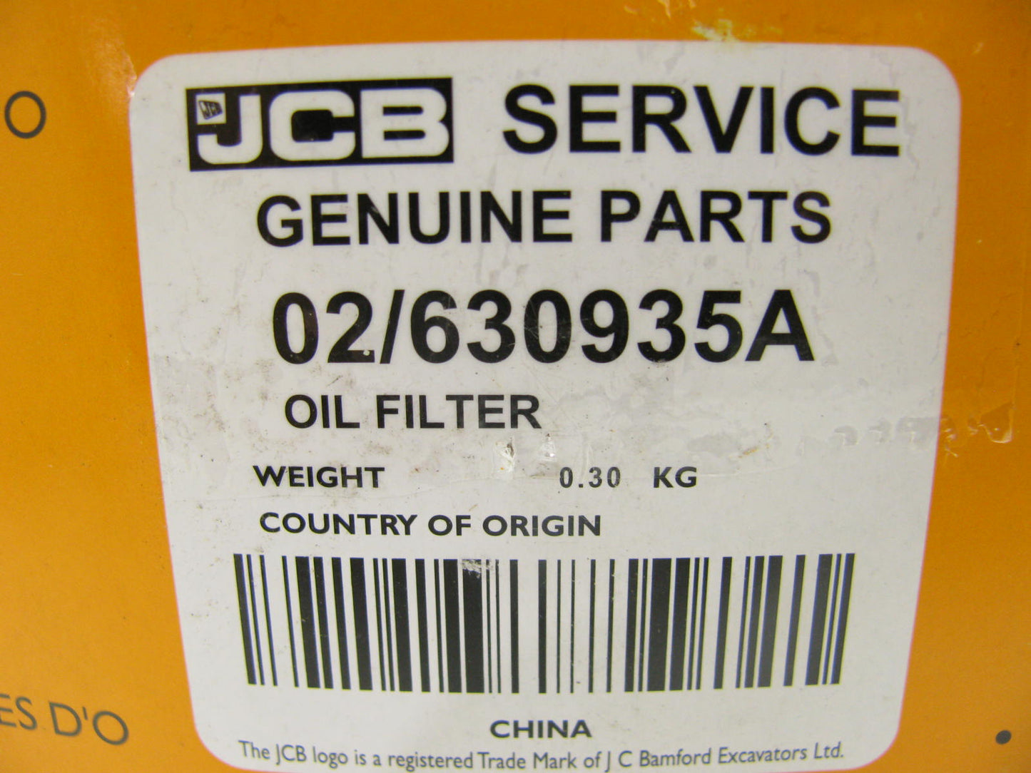NEW - OEM JCB 02-630935A Engine Oil Filter