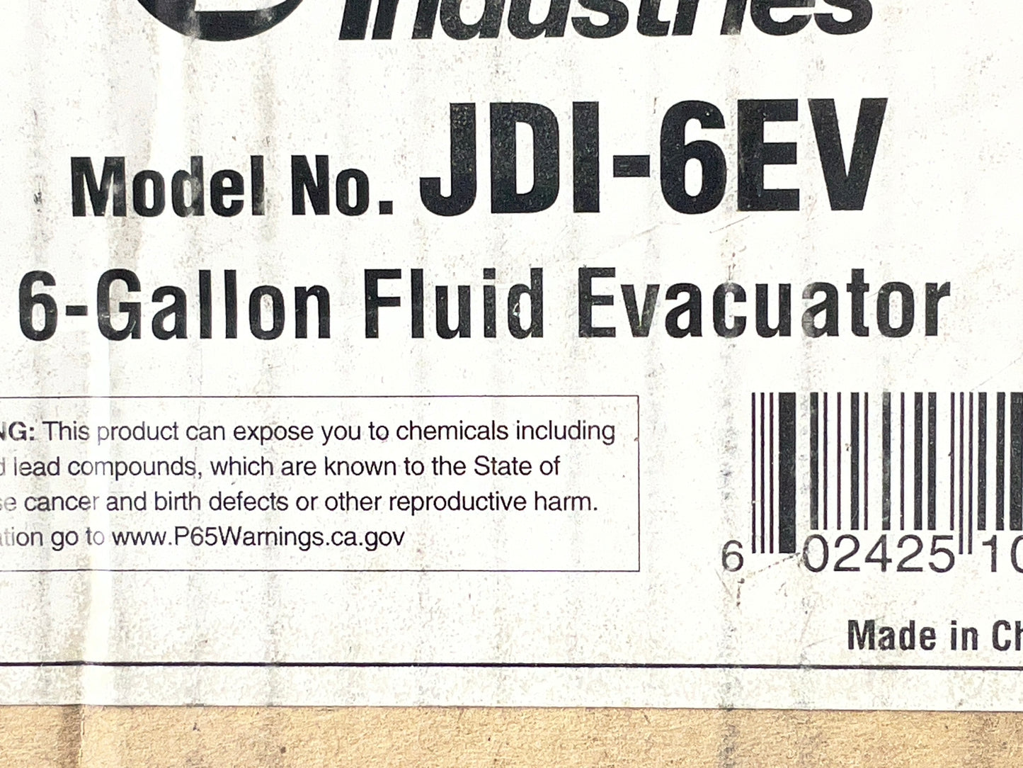 INCOMPLETE AS IS JohnDow JDI-6EV 6-Gallon Fluid Evacuator Tank W/ Venturi Vacuum