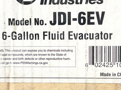 INCOMPLETE AS IS JohnDow JDI-6EV 6-Gallon Fluid Evacuator Tank W/ Venturi Vacuum