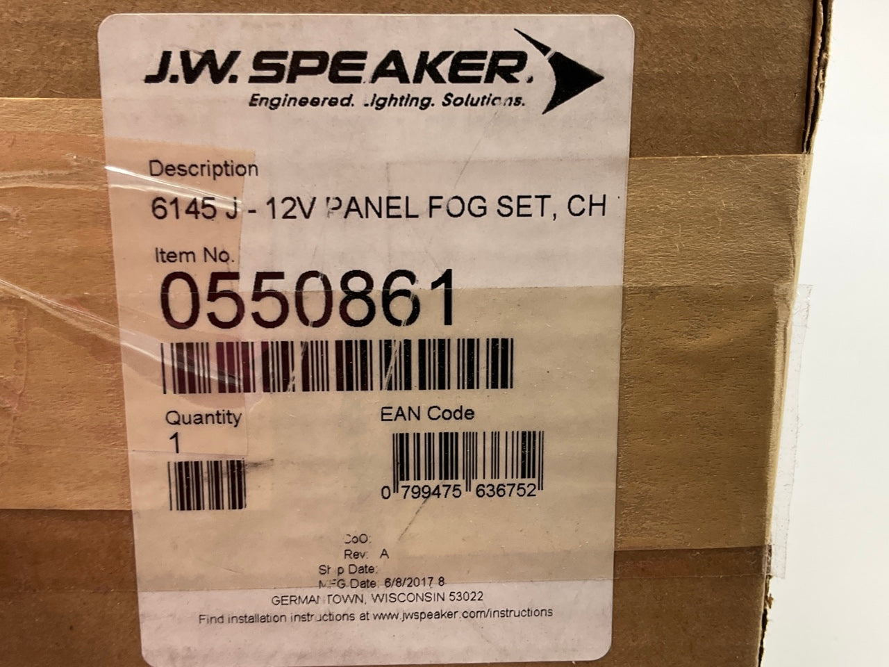 JW Speaker 0550861 LED Fog Light Lamp Kit For 2007-2013 Jeep Wrangler JK, USA