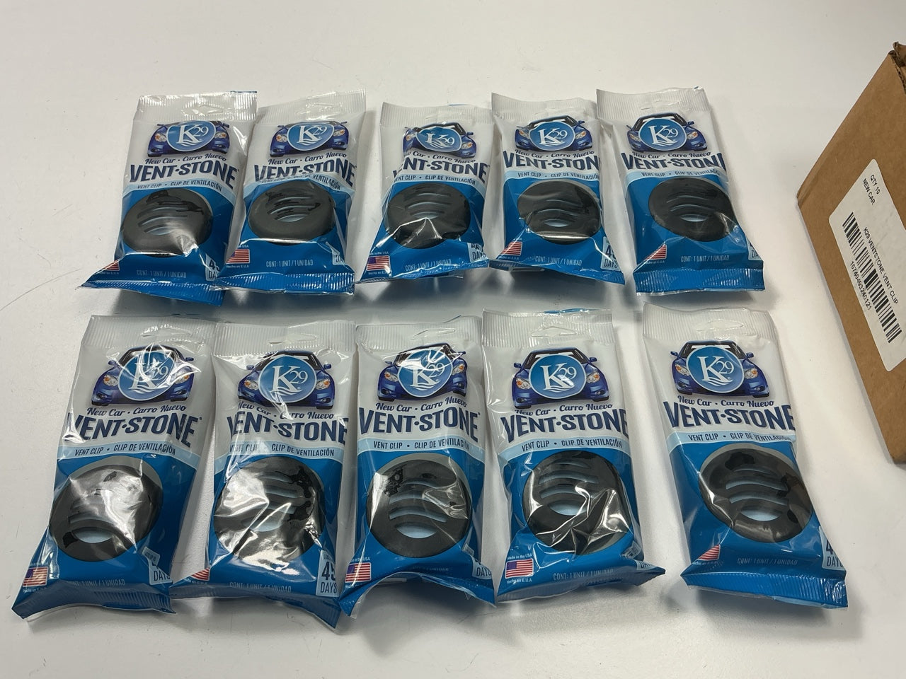 K29 ST24012 Air Freshener Lot - 10 Packs Of ''New Car Scent'' Auto AC Vent Clip-on