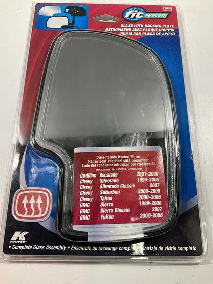 K Source 33058 Left Driver Side Door Mirror Glass & Backing Plate