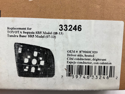 K Source 33246 Left Heated Mirror Glass For 2008-22 Toyota Sequoia, 07-21 Tundra
