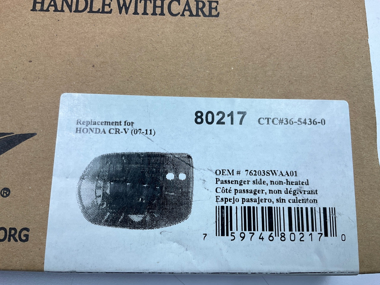 K Source 80217 Replacement Right Mirror Glass Non-heated - 2007-2011 Honda CR-V