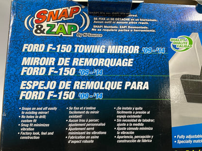 K Source 81810 Snap On Towing Mirror Set For 2009-2014 Ford F-150