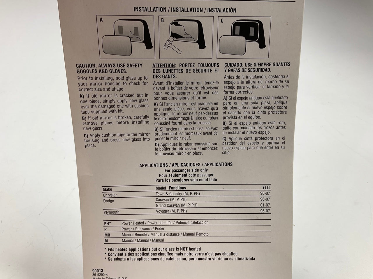 K Source 90013 Replacement Right Mirror Glass (Power & Heated)