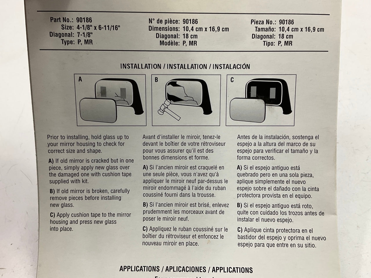 K Source 90186 Front Right Passenger Side Door Mirror Glass