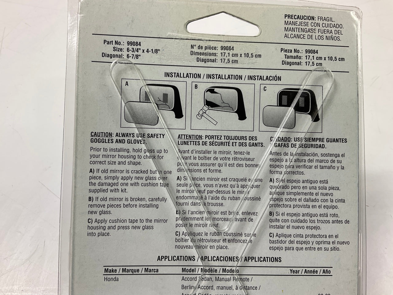 K Source 99084 Left Drivers Side Door Mirror Glass For 1990-1993 Honda Accord