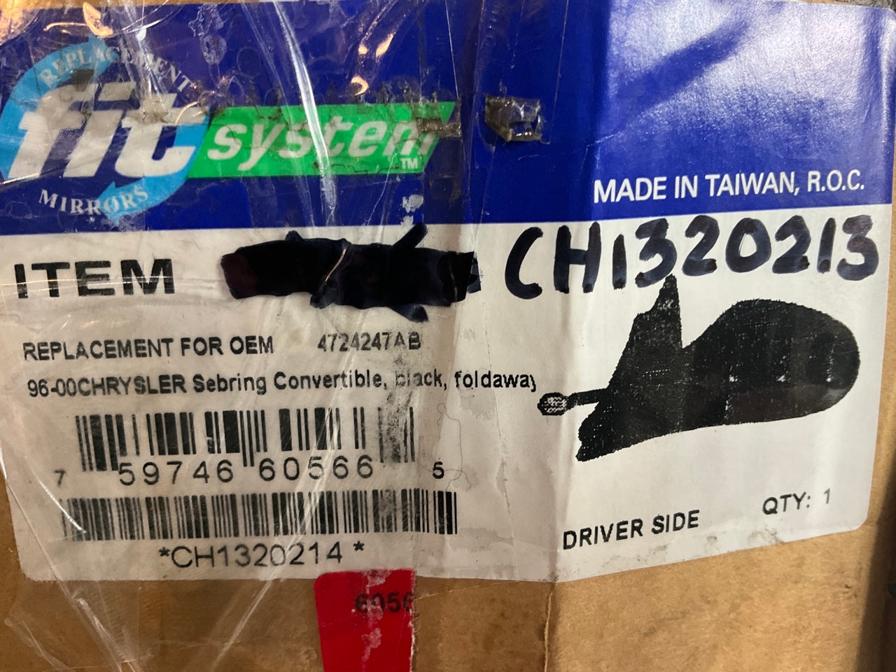 K Source CH1320213 Manual Left Mirror For 1996-2000 Chrysler Sebring