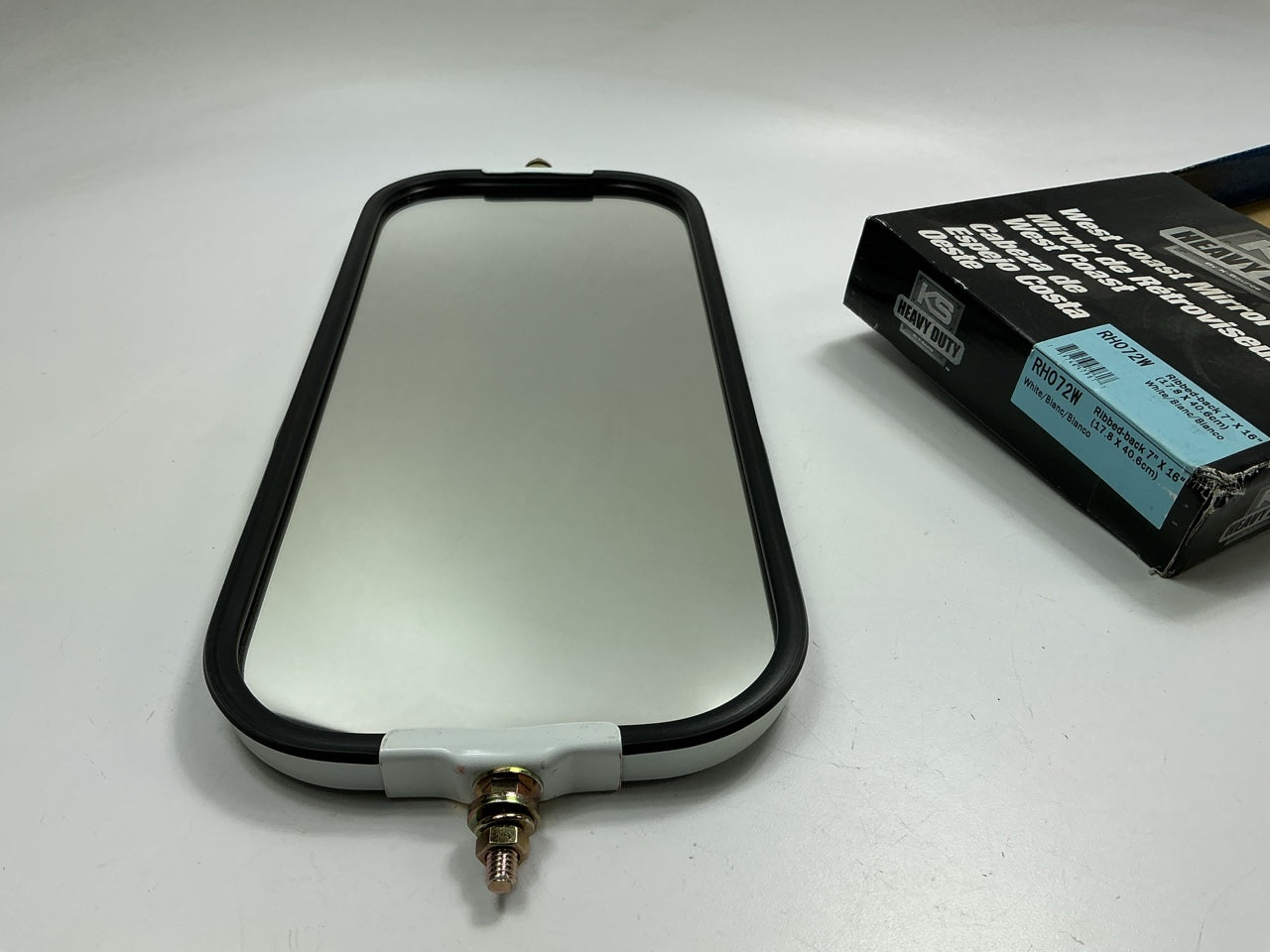K-Source RH072W Replacement West Coast Mirror Head Ribbed Back, White, Stainless