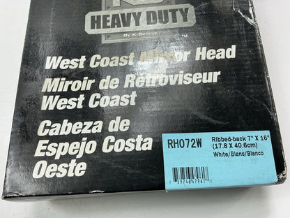 K-Source RH072W Replacement West Coast Mirror Head Ribbed Back, White, Stainless