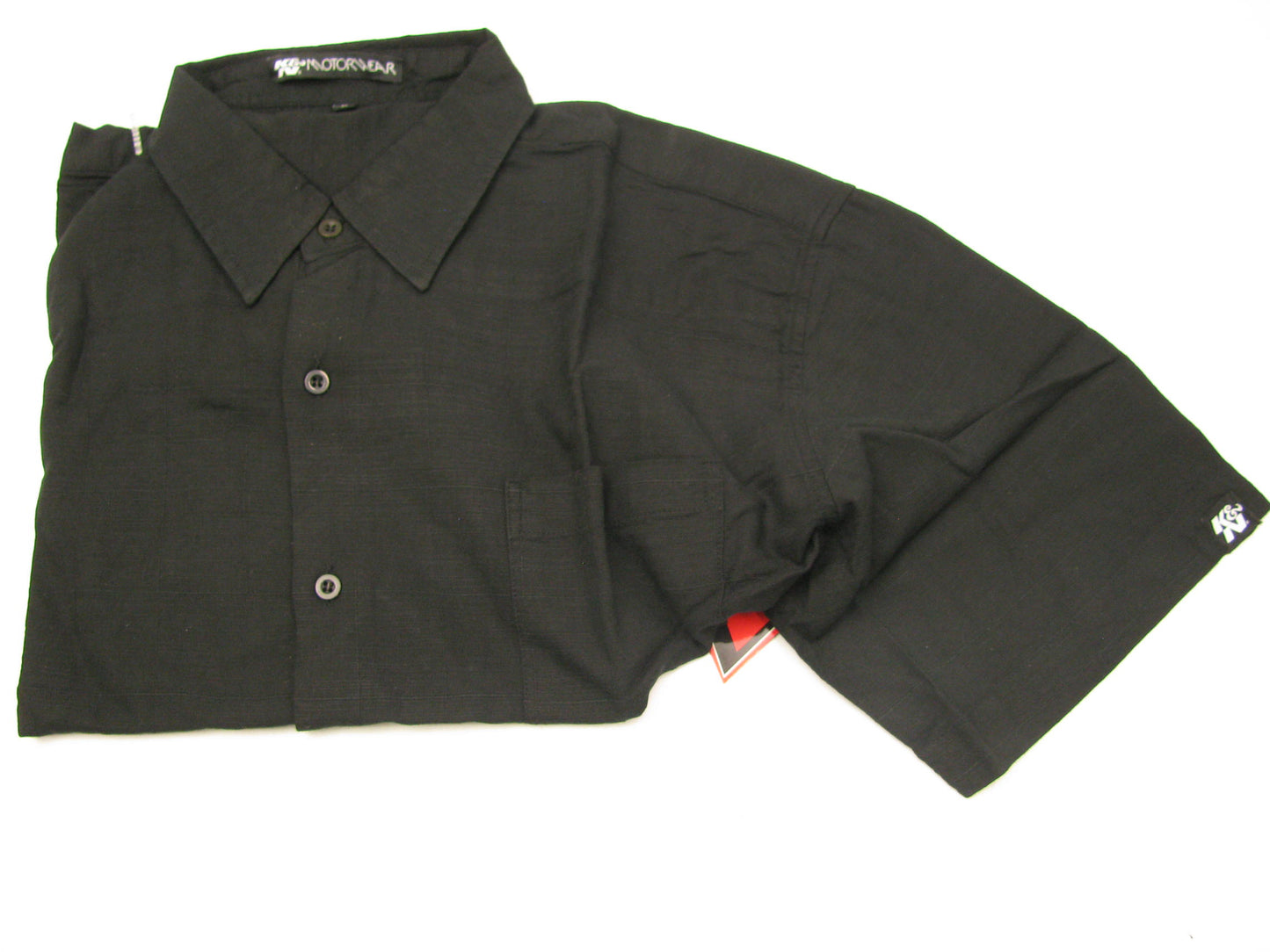 K&N BUTTON UP LARGE WOVEN BLACK DRESS TECH SHIRT - SHORT SLEEVE - BLACK