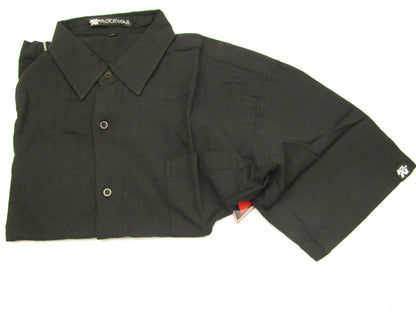 K&N BUTTON UP LARGE WOVEN BLACK DRESS TECH SHIRT - SHORT SLEEVE - BLACK