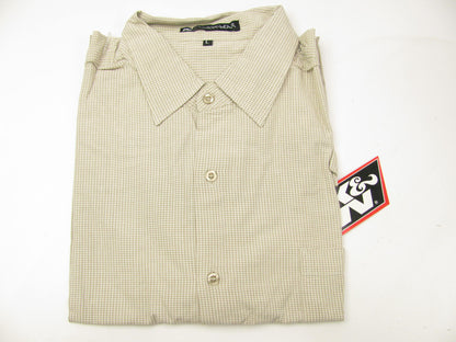 K&N BUTTON UP WOVEN LARGE TAN DRESS SHIRT 12158-L  (SHORT SLEEVE)