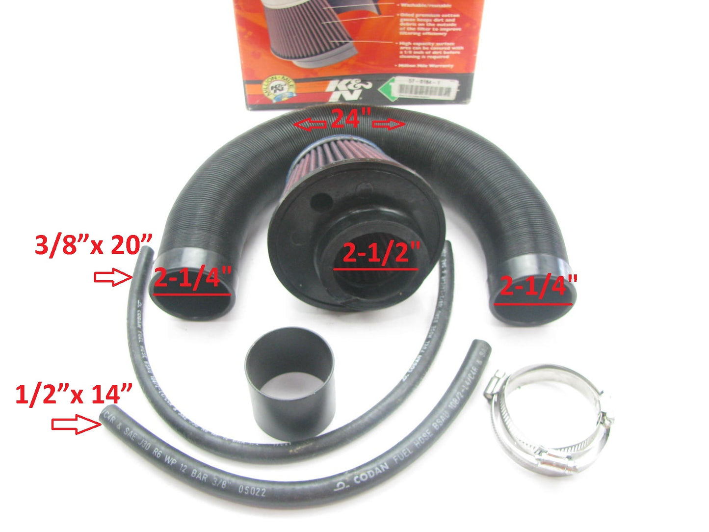 K&N 57-0184-1 Cold Air Intake System W/ Cone Filter - UNIVERSAL SMALL ENGINES