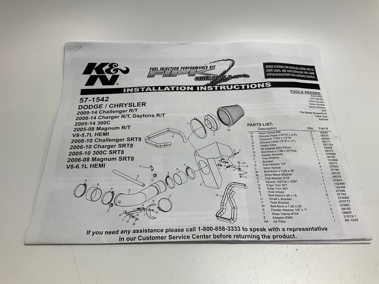 K&N 57-1542 Cold Air Intake System For 2005-19 Chrysler 300, 08-19 Challenger V8