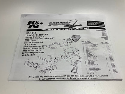 K&N 57-1542 Cold Air Intake System For 2005-19 Chrysler 300, 08-19 Challenger V8