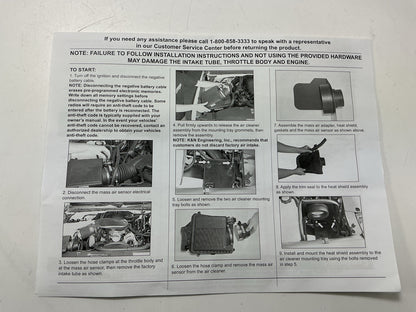 Missing Air Filter AS IS - K&N 57-3031-1 Cold Air Intake 01-06 Silverado 6.0L V8