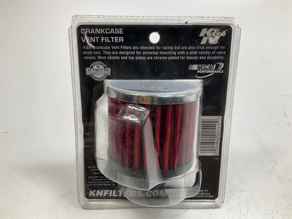 K&N 62-1490 1.25'' Push In Valve Cover Breather Filter, Chrome Top, 3'' Diameter