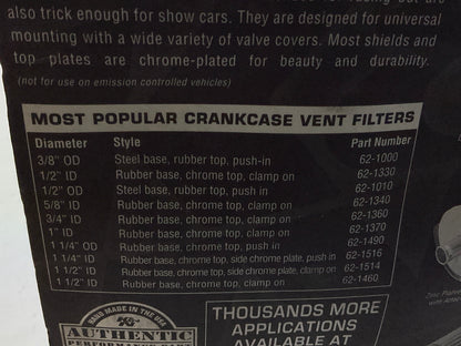 K&N 62-1511 Clamp On Crankcase Vent Filter - 1'' Flange, 3'' OD X 2.5'' Tall