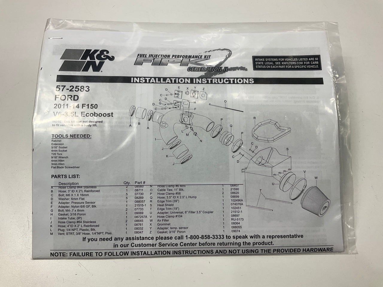 K&N 66-5080F Custom Air Cleaner Assembly With Air Filter, 5-1/8'' Neck Flange