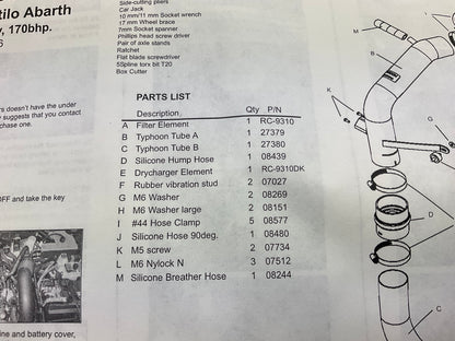 K&N 69-3302TP Performance CAI Cold Air Intake System - 2001-2006 Fiat Stilo 2.4L