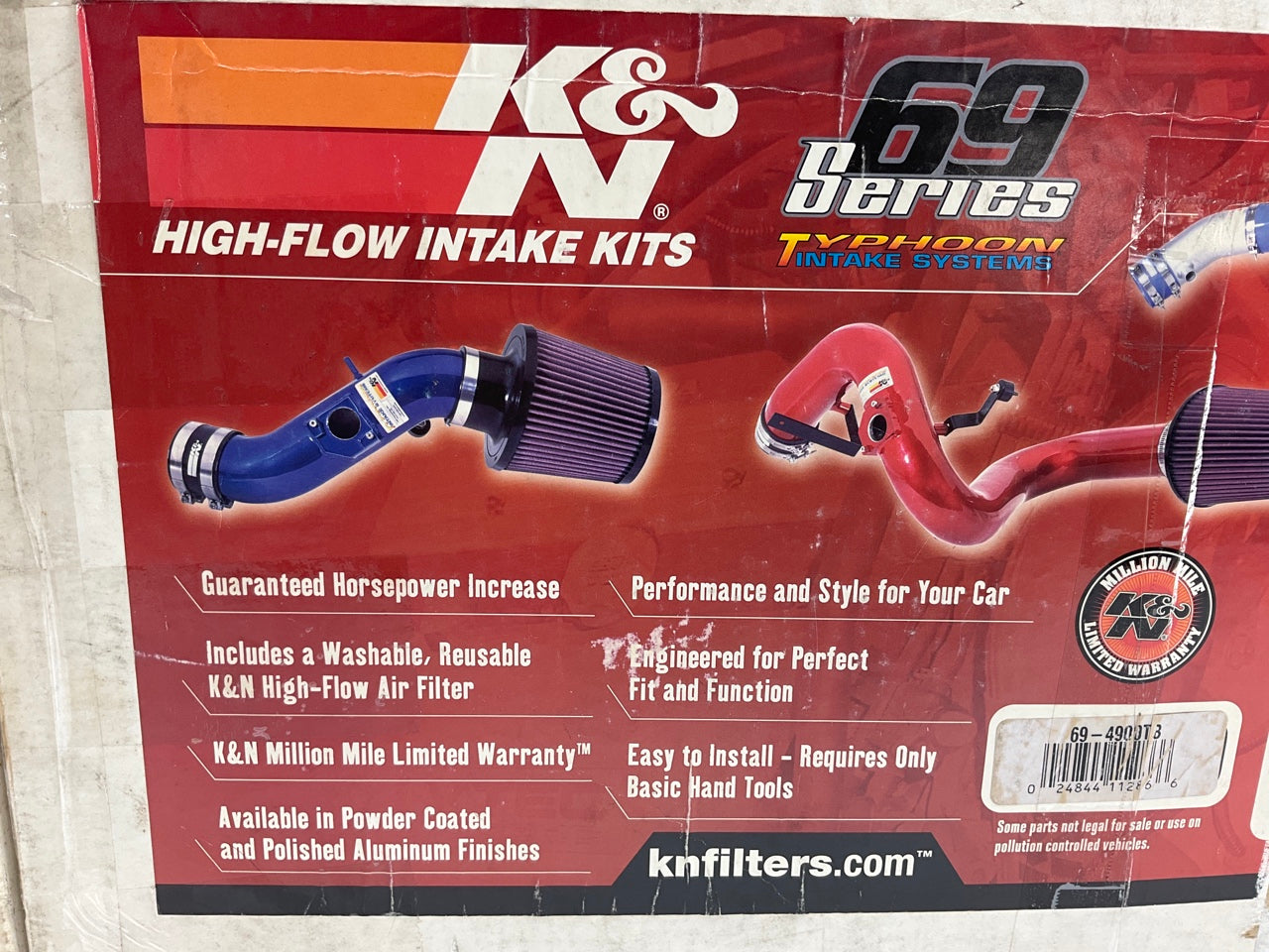 DENTED TUBE - Universal K&N 69-4900TB Cold Air Intake System With K&N Filter