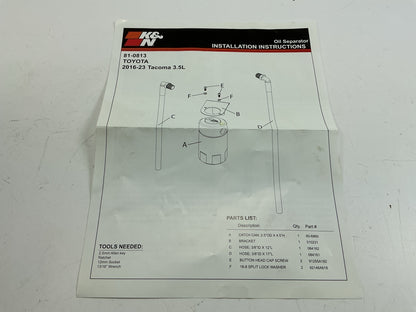 LIGHTLY USED - K&N 81-0813 Air Oil Separator Oil Catch Can 16-23 Tacoma 3.5L V6