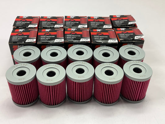 (10) K&N KN132 Cartridge Oil Filter - For Arctic Cat 3436005, Kawasaki 52010S002