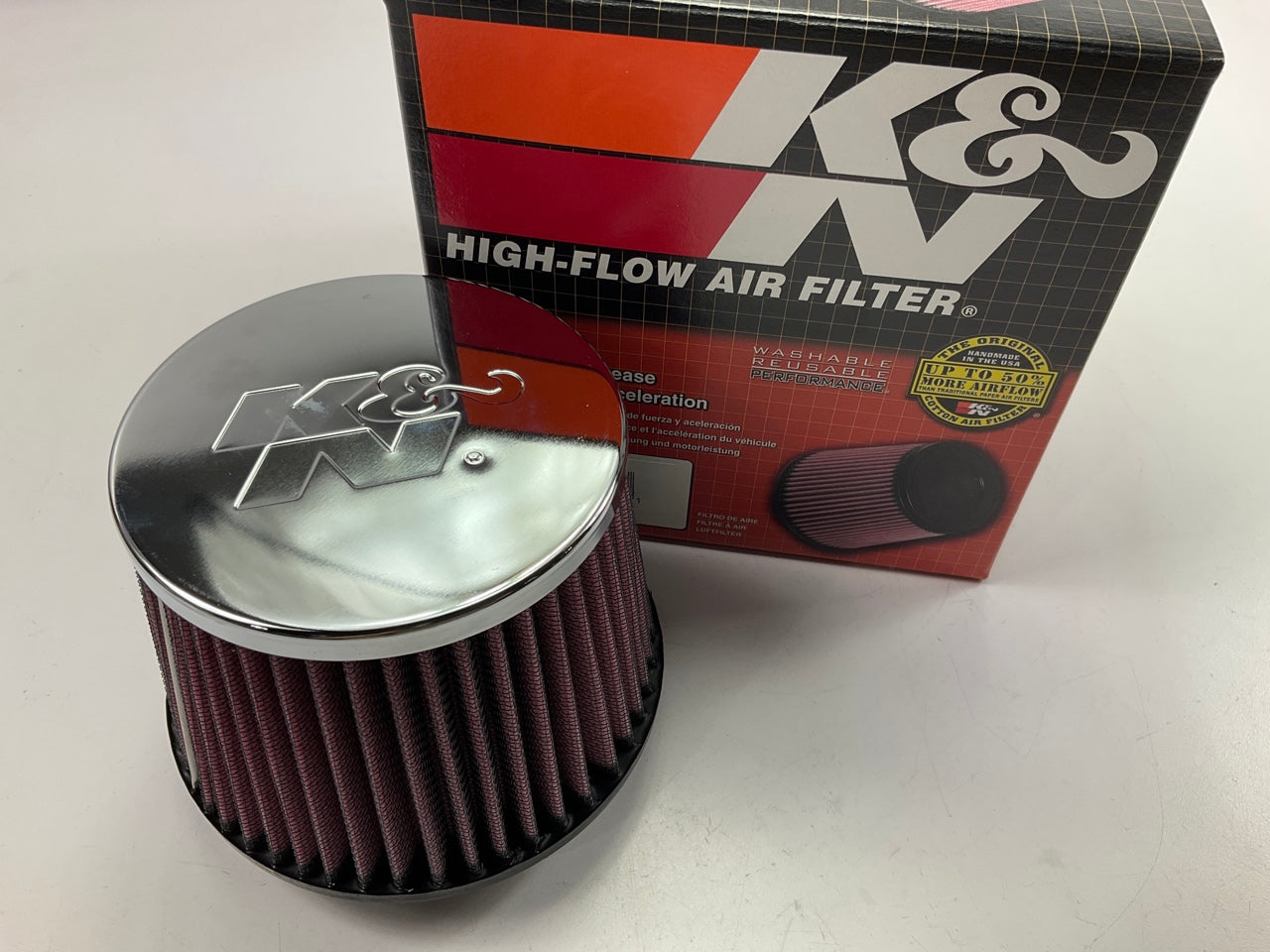 K&N RC-5057 Round Tapered Universal Air Filter (4.5'' T X 5.438'' B X 3.625'' H)