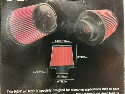 K&N RE0850 Performance High Flow Cold Air Intake Air Filter 4'' Inlet, 6'' Tall