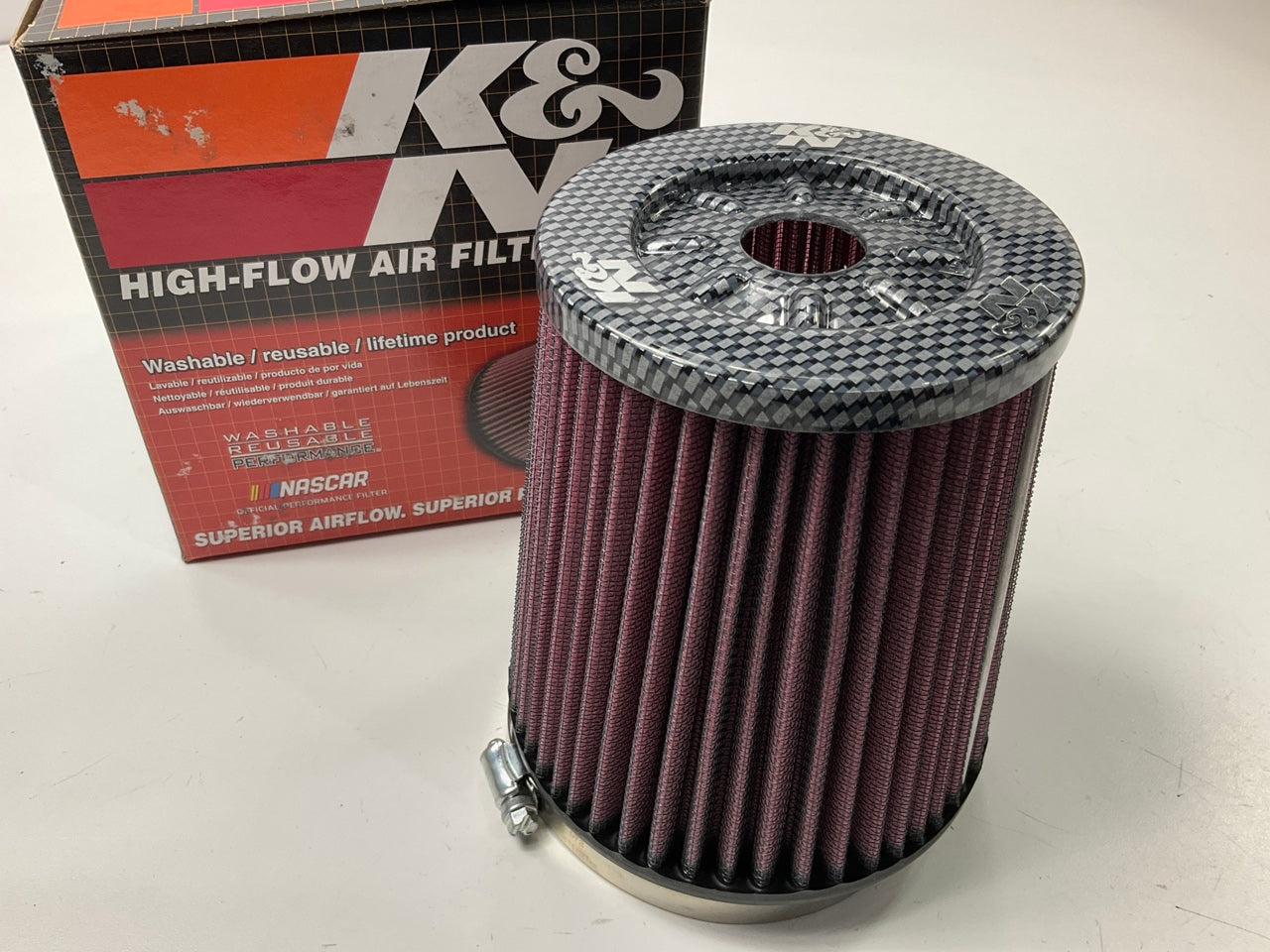 K&N RF-1633 Performance High-Flow Air Filter 3.94'' Inlet, W/ 7/16'' Top Vent Hole