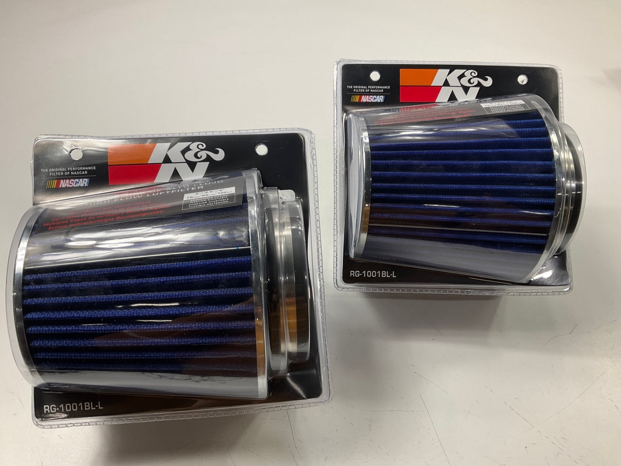 (2) K&N RG1001BLL Dual Cold Air Intake High Flow Washable Cone Air Filters BLUE