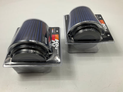 (2) K&N RG1001BLL Dual Cold Air Intake High Flow Washable Cone Air Filters BLUE